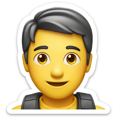 apple iphone style yellow circle face emoji with a neutral but confident smile, slightly squinting with thin eyebrows sticker