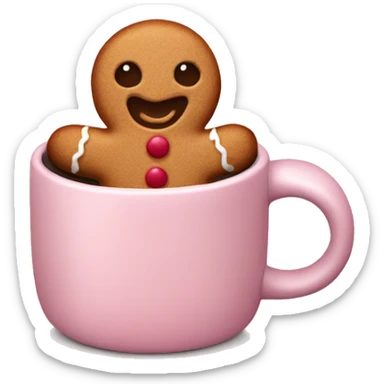 Light pink mug with gingerbread man sticking out  sticker