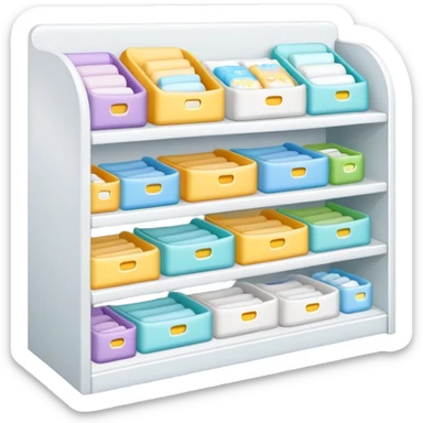 a simple and small retail/ drugstore shelf for diapers sticker