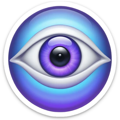 a single spooky floating disembodied eye colored blue, purple, black and white sticker