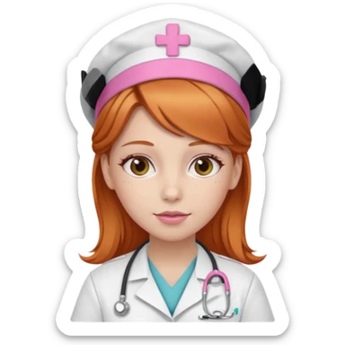 girly nurse with pink accessories and ginger hair sticker