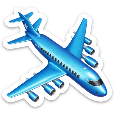 Glitter blue avião sticker