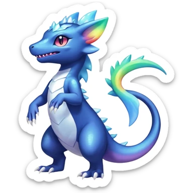 Rainbow crystalic Shiny pastel Salandit-Meowstic-Noibat-Fakémon-hybrid-creature (full body)  sticker