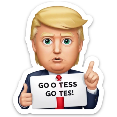 Donald trump holding a sign saying Go Tess  sticker