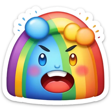 Mean looking cartoon rainbow sticker