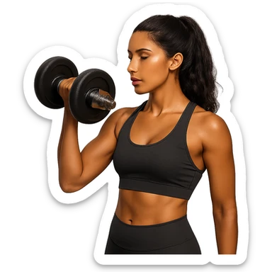 tan brunette woman lifting weights, variation 4 sticker
