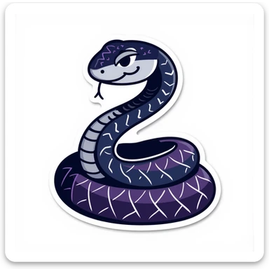A stylish sticker featuring a snake in dark blue and dark purple tones for the Snakebite community. sticker