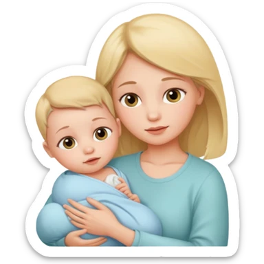 newborn baby with mother sticker