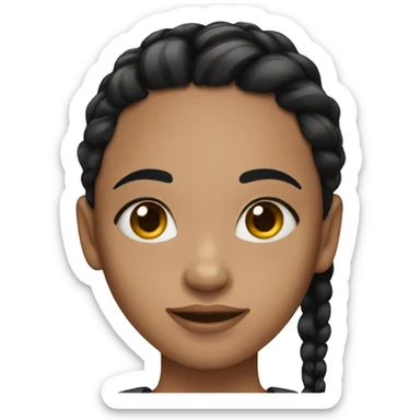 girl with black haired braids sticker