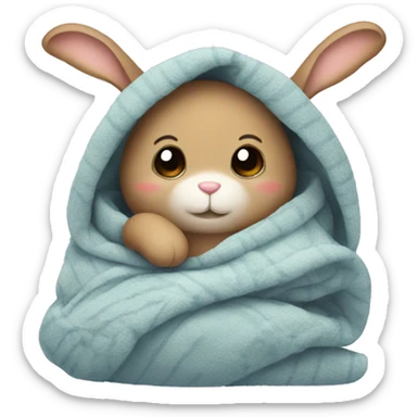 Cosy bunny with blanket sticker