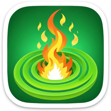 green fire in flat ancient  sticker
