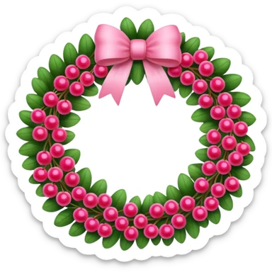 pink ornament wreath with berries sticker