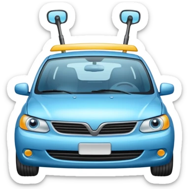 front of a car with a windshield wiper sticker