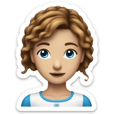 Ein Mädchen mit langen braunen haaren und blauen Augen sticker