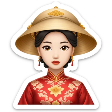 Cinematic Realistic Áo Dài Portrait Emoji, depicted as an elegant traditional Vietnamese dress with flowing graceful lines and delicate patterns, rendered with rich textures and soft ethereal lighting that captures its timeless beauty. sticker