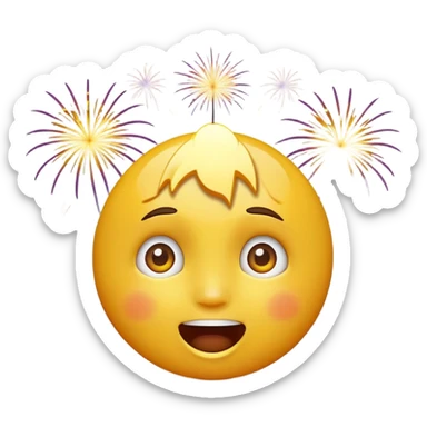 yellow face looking up at fireworks, excited expression sticker