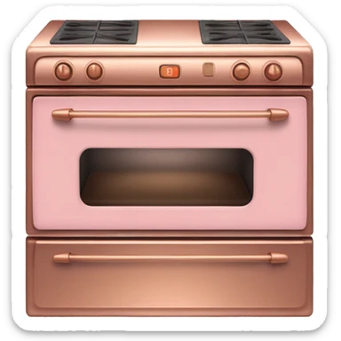 Realistic pastel pink and metallic copper vintage oven. sticker