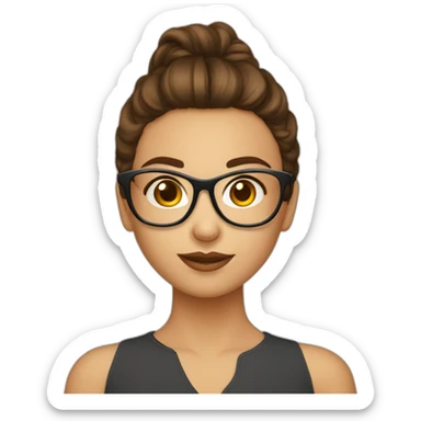 Fille a lunettes cheveux lisses brun mi-court sticker