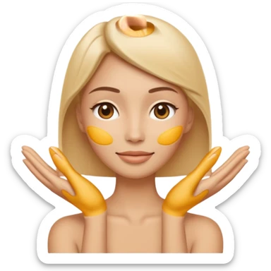 Minimal wellness-style emoji showing skin tightening, a hand gently lifting and supporting facial skin upward, subtle lifting gesture, smooth contours, natural and calm look, non-medical, non-cosmetic, no makeup, no injections, no surgery, clean, modern, trustworthy wellness aesthetic sticker