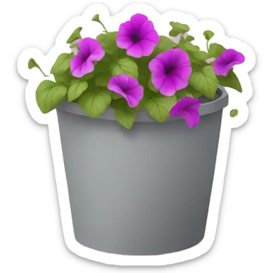 a pot of petunias falling to the ground sticker
