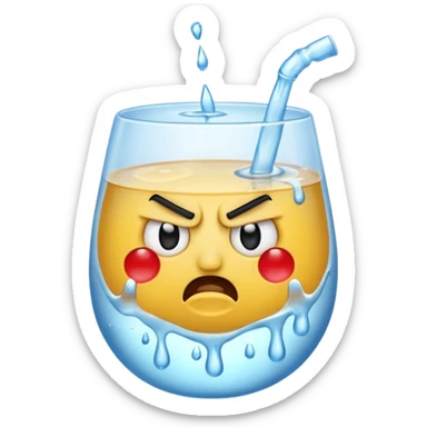 angry emoji with ice water sticker