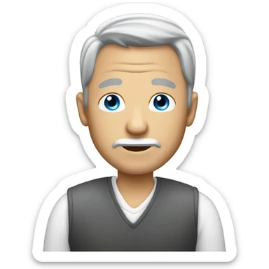 Man with gray hair using cell phone ￼ sticker