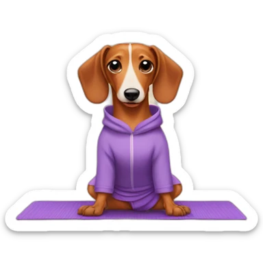 wiener dog in a yoga outfit with a yoga mat  sticker