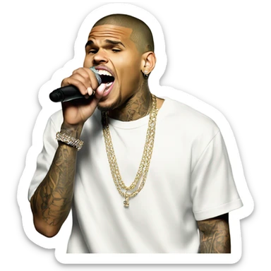 Hyper Realistic Chris brown singing residuals  sticker