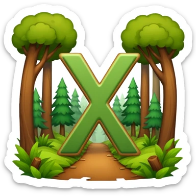 the letter X running around in the woods having an adventure sticker