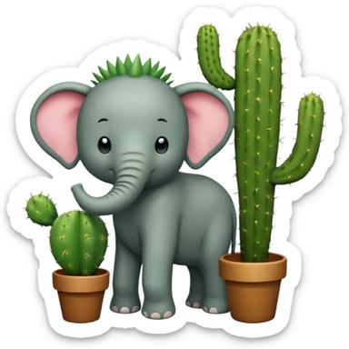 elephant and cactus sticker