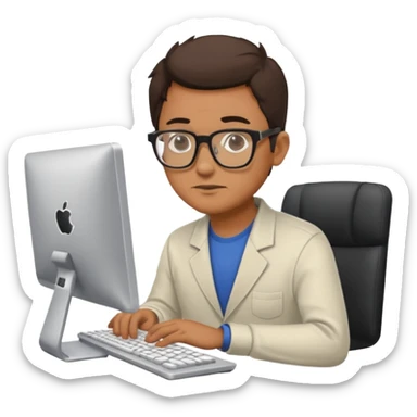 animated a man working in pc programing sticker