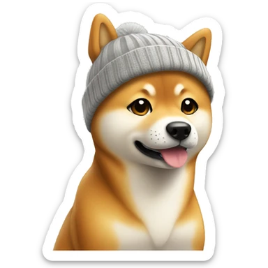 shiba inu wearing a beanie  sticker