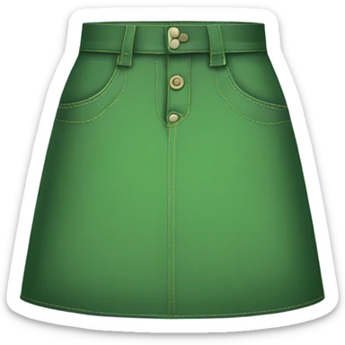 Realistic A-line high waisted green denim skirt, isolated sticker