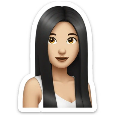 Fair skinned pretty woman with long straight black hair sticker