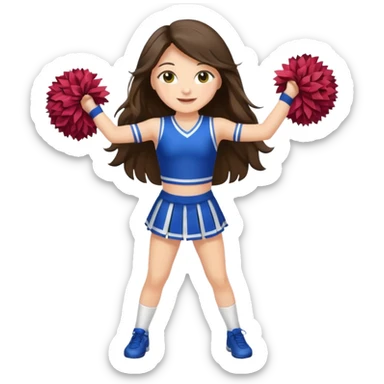 happy long haired brunette girl hazel eyes full body cheerleader sticker