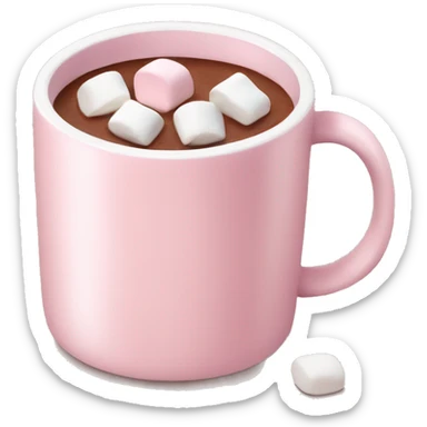 Light Pink mug of hot chocolate with marshmallows  sticker