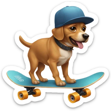 dog on skateboard wearing a hat sticker
