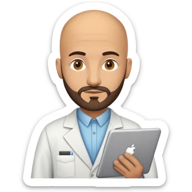Emoji d'un data analyst marocain. chauve avec la barbe très courte sticker