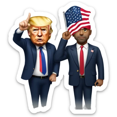 Donald trump and Joe Rogan saluting the American flag  sticker