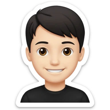 Maktab yonida kulib turgan qora kiyimdagi bola emojisini chiqarib ber sticker