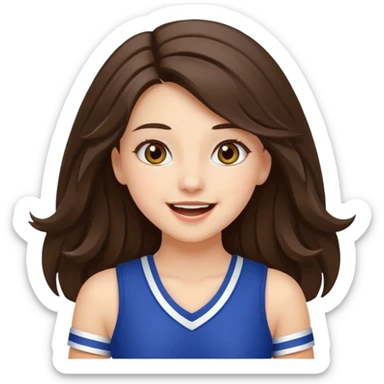 happy long haired brunette girl hazel eyes cheerleader cheering sticker