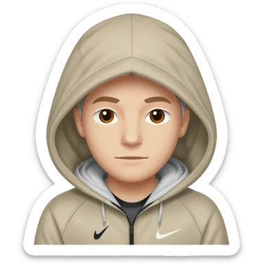 White person wearing a Nike Tex with hood sticker