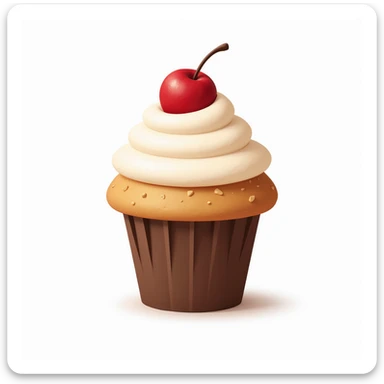 photorealistic icon of a cupcake on white background sticker