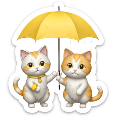 Cats with yellow umbrella sticker