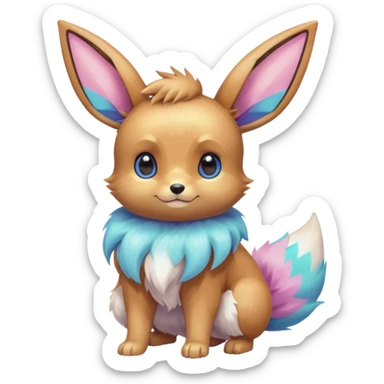 Kawaii Shiny Colorful Pastel Eevee Full Body sticker