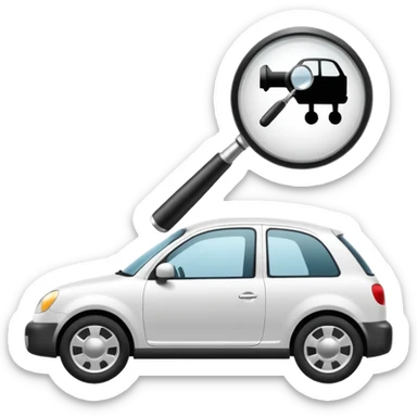 car silhouette with a magnifying glass above it sticker