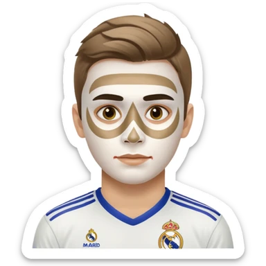 football supporter, paint in face, real madrid sticker