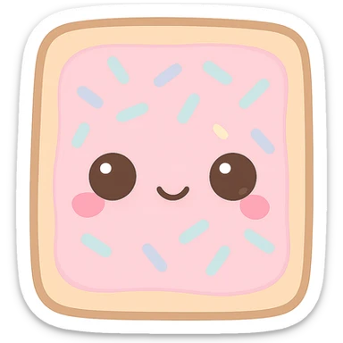 Enhance the pink frosting on the chibi poptart to be a little more pink and vibrant, while keeping the rest of the poptart the same. Maintain the transparent background. sticker