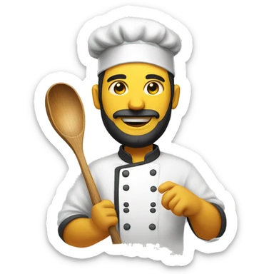 Chef, yellow skin, growing beard. with a wooden ladle in hand sticker