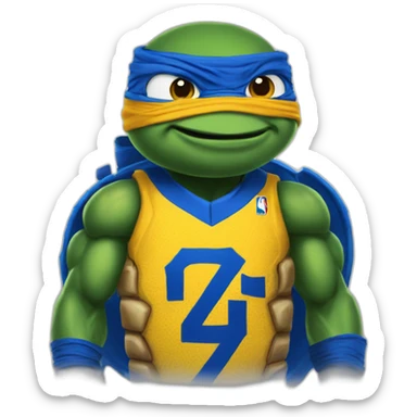 ninja turtle wearing a golden state jersey sticker